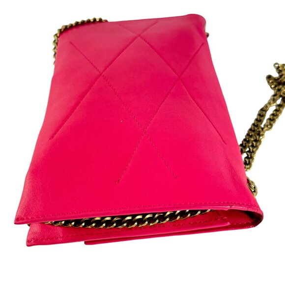 LANVIN Fuchsia Leather Sugar Lambskin Mini Crossbody Wallet Bag Made in Spain - Picture 11 of 14